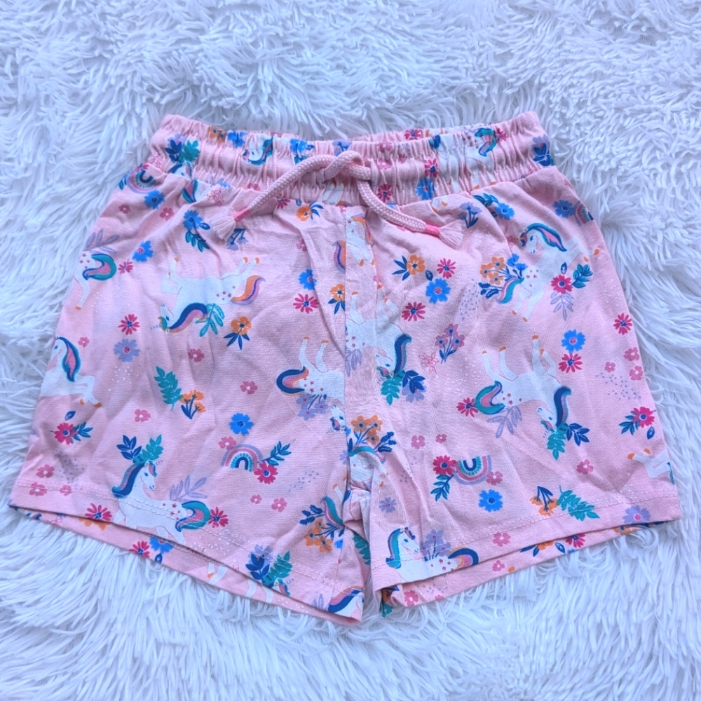 ANKO's Enchanting Playful Summer Unicorn Pink Drawstring Shorts for Girls NWOT
